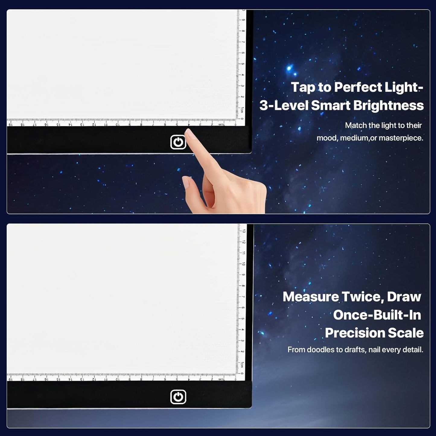 Knoeii A4 LED Light Box for Tracing and Drawing - Ultra Thin Adjustable Light Pad/Board/Table with 10 Sheets Tracing Paper, USB Powered, Small Copy Board Tracer for Artists, Kids Crafting, Sketching.