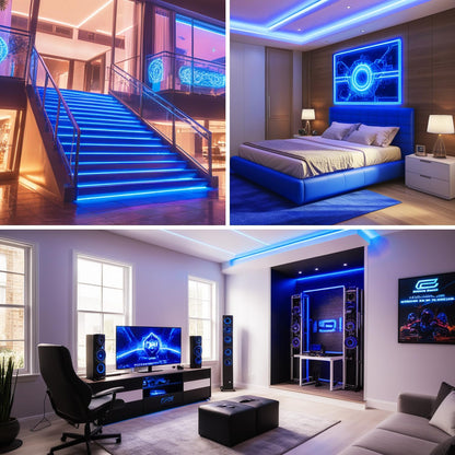 32.8FT/10M Blue COB LED Strip Light, 3200LEDS LED Tape Lights, High Bright CRI93+ Flexible Dimmable Light Strip for Bedroom TV Backlight Monitor Gaming Room Bar Decor(with Plug)