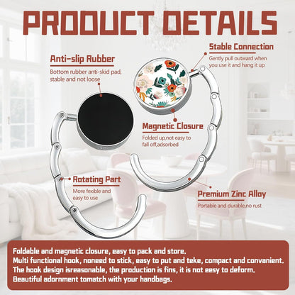 Foldable Purse Hook for Table, Purse Hanger for Table, Desk Bag Hook, Desk Purse Hook, Purse Holder for Table - Compact Portable Multi-Use Design, Aluminum Alloy Handbag Hanger, 3 Pcs (Style A)