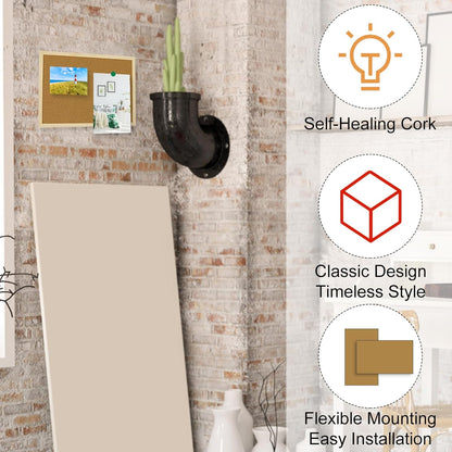 OWLKELA Cork Board 14.6"X 11", Notice Pin Board, Memo Board, Vision Board, Bulletin Board for Office, Classroom or Home, Mounting Hardware and Push Pins Included, Wooden Frame