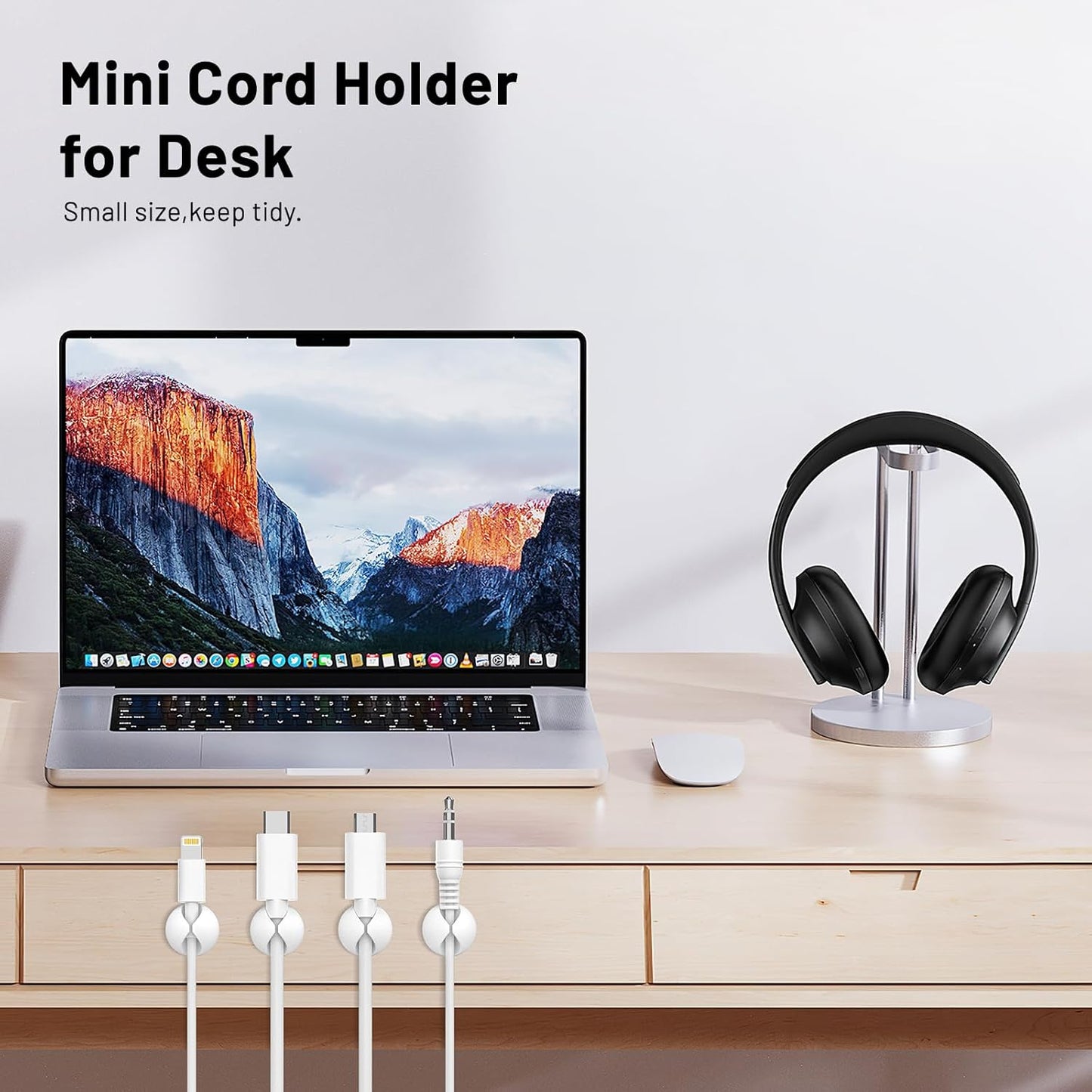 12 Pack Cable Clips, Znben Cord Organizer Holder Adhesive Cable Management Charger Wire Holder Clips for Desk, Home, Office, Car, Cubicle, Nightstand Black