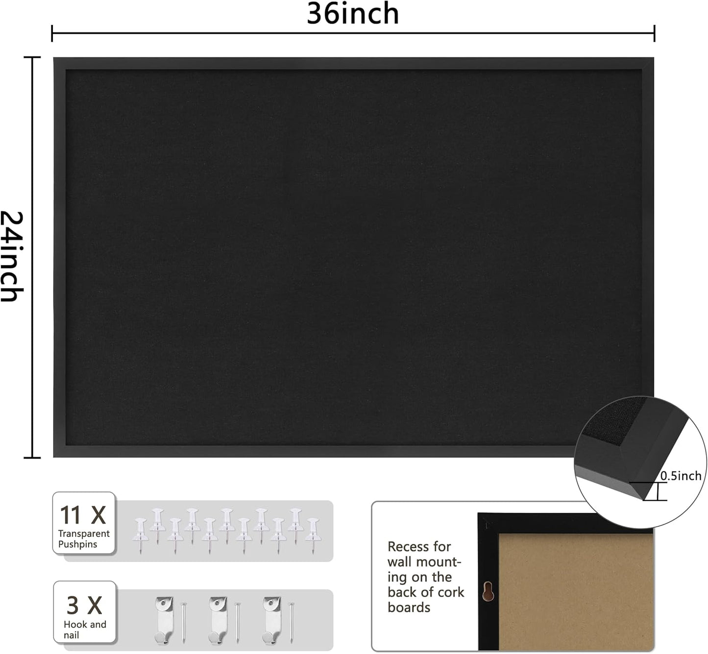 DAHAPYBOO Cork Board with Linen White,Bulletin Board 17"x12" Hanging Corkboards for Office Home School Message Board or Vision Board Decoration.