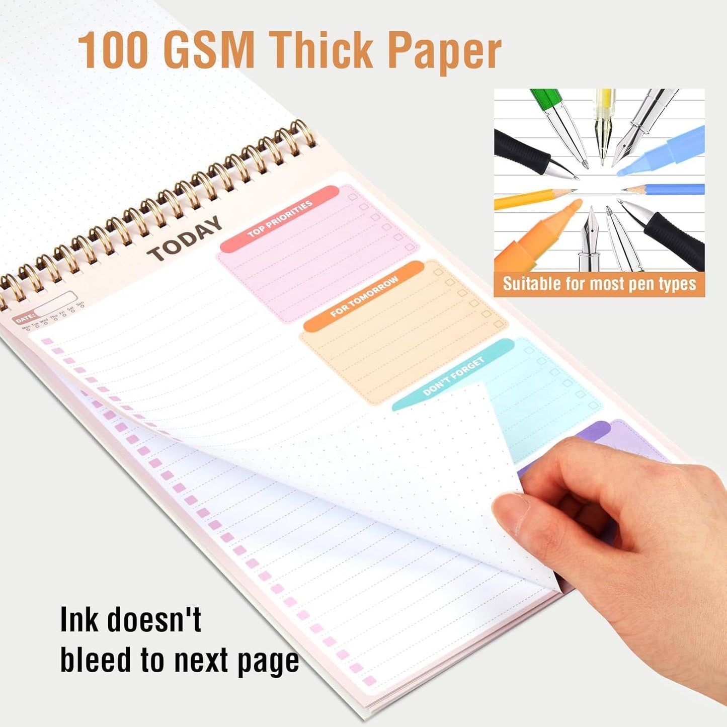 Forvencer To Do List Notepad (6.5 x9.8), To Do List Notebook for Work, Undated Daily Planner Organizer for Tasks Checklist & Goal Planning, To Do List Perfect for Office, School, Cute