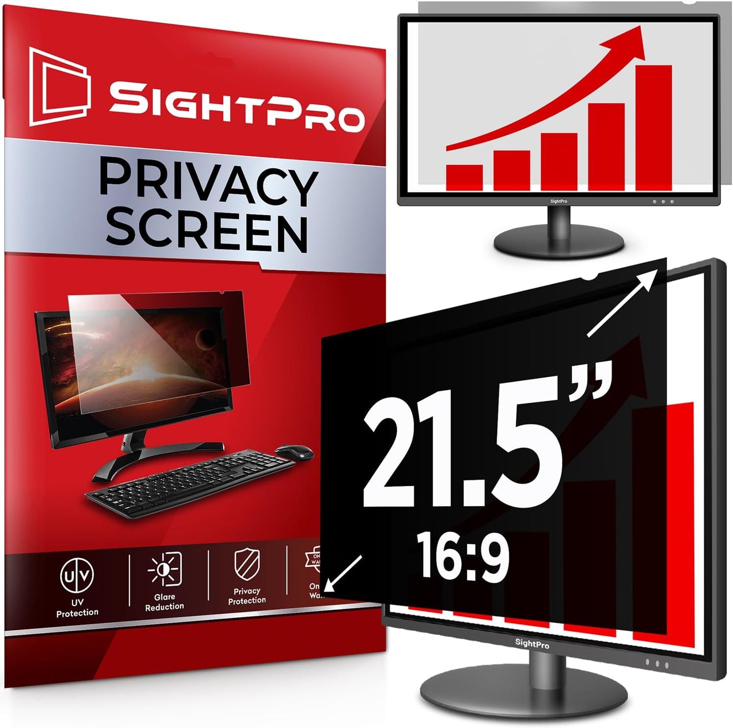 SightPro 24 Inch 16:9 Computer Privacy Screen Filter for Monitor - Privacy Shield and Anti-Glare Protector