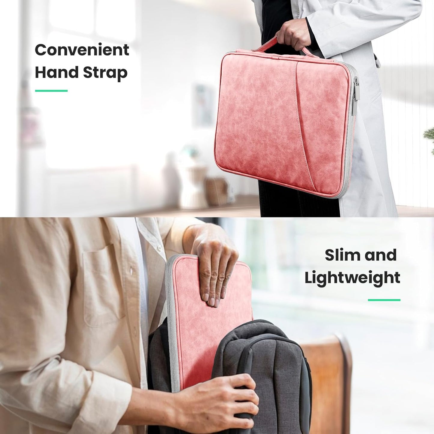 DTTO 9-11 Inch Tablet Sleeve Bag for iPad A16, iPad Air 11-inch M3 M2 / Air 5/4th Gen 10.9", iPad Pro 11 M4, iPad 10/9/8/7th Gen, Galaxy Tab A9+, Waterproof Travel Bag, Pink