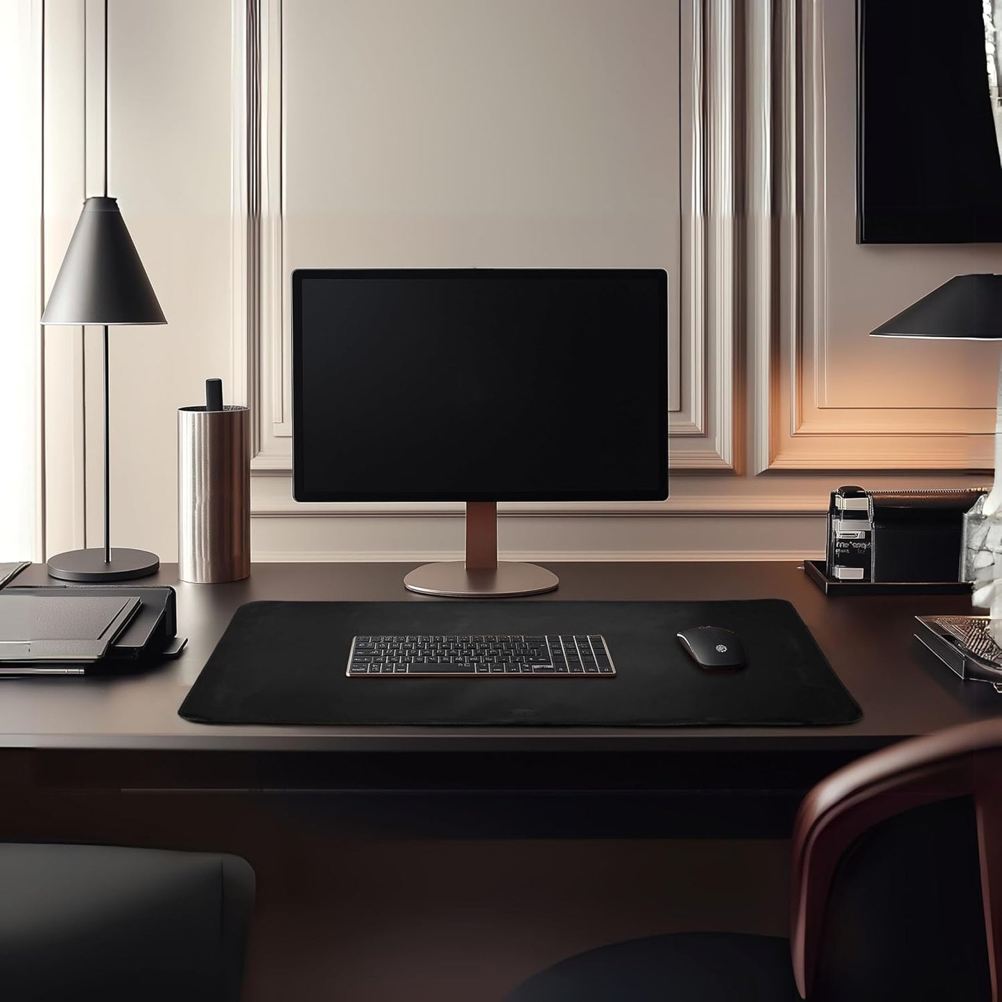 LEATHER VILLAGE Real Leather Desk Pad (3mm) Thick Double Layer Desk Mat Cover Blotter Large Full Grain Protector for Keyboard, Mouse & Laptop – Office Table Mat & Desktop Accessories–(32''x16'')-Tan
