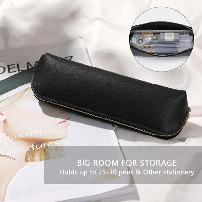 Canvas Pencil Case Cotton Canvas and Simple Multifunctional Pencil Bag Zipper Portable Storage (Black)