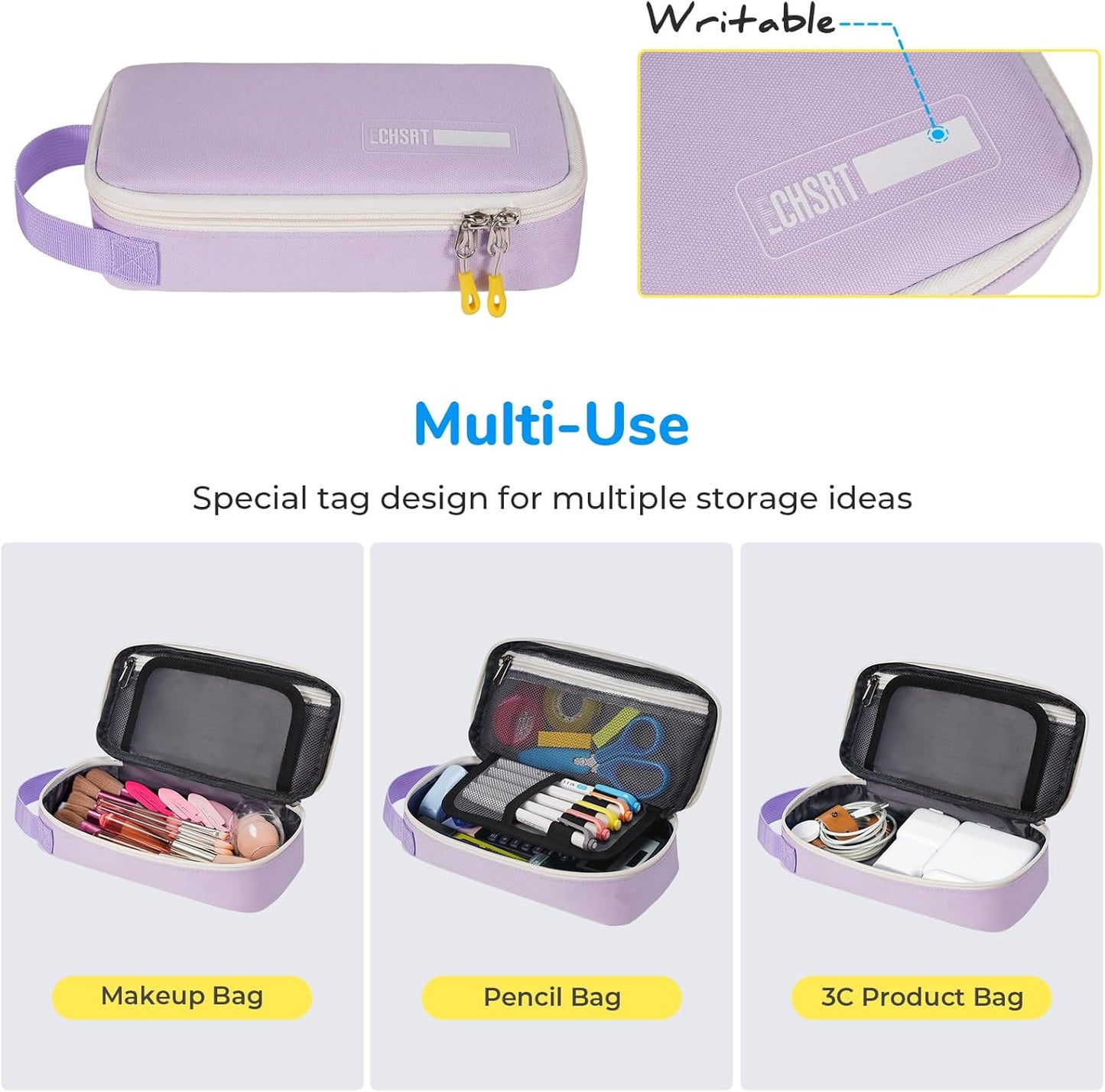 ECHSRT Large Pencil Case, Aesthetic Pen Pouch with Big Capacity, Minimalist Portable Stationery Bag with Handle for Office Organizer Aesthetic Pencil Cases