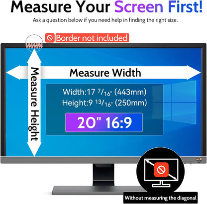 Peslv 15.6 Inch Laptop Privacy Screen Compatible With Lenovo Hp Dell Acer Asus Thinkpad Envy Xps, 16:9 Aspect Removable Anti Glare Blue Light Filter Protector, 15 In Computer Monitor Security Shield