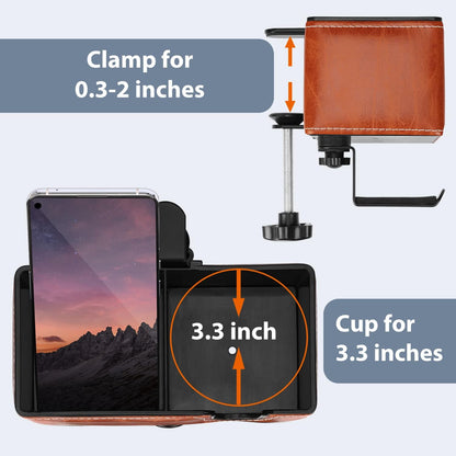 Desk Cup Holder Clip on Pen Holder Headphone Hanger Headset Stand Rotatable Clamp Hook Under Desk (Black)