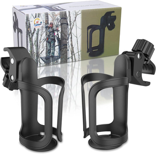 Huntury Cup Holder for Treestand Hunting, Easy Clamps On Tree Stand Or Climbing Sticks, Bottle Holder for Hunting, Install No Drilling Or Tool Needed Package of 2
