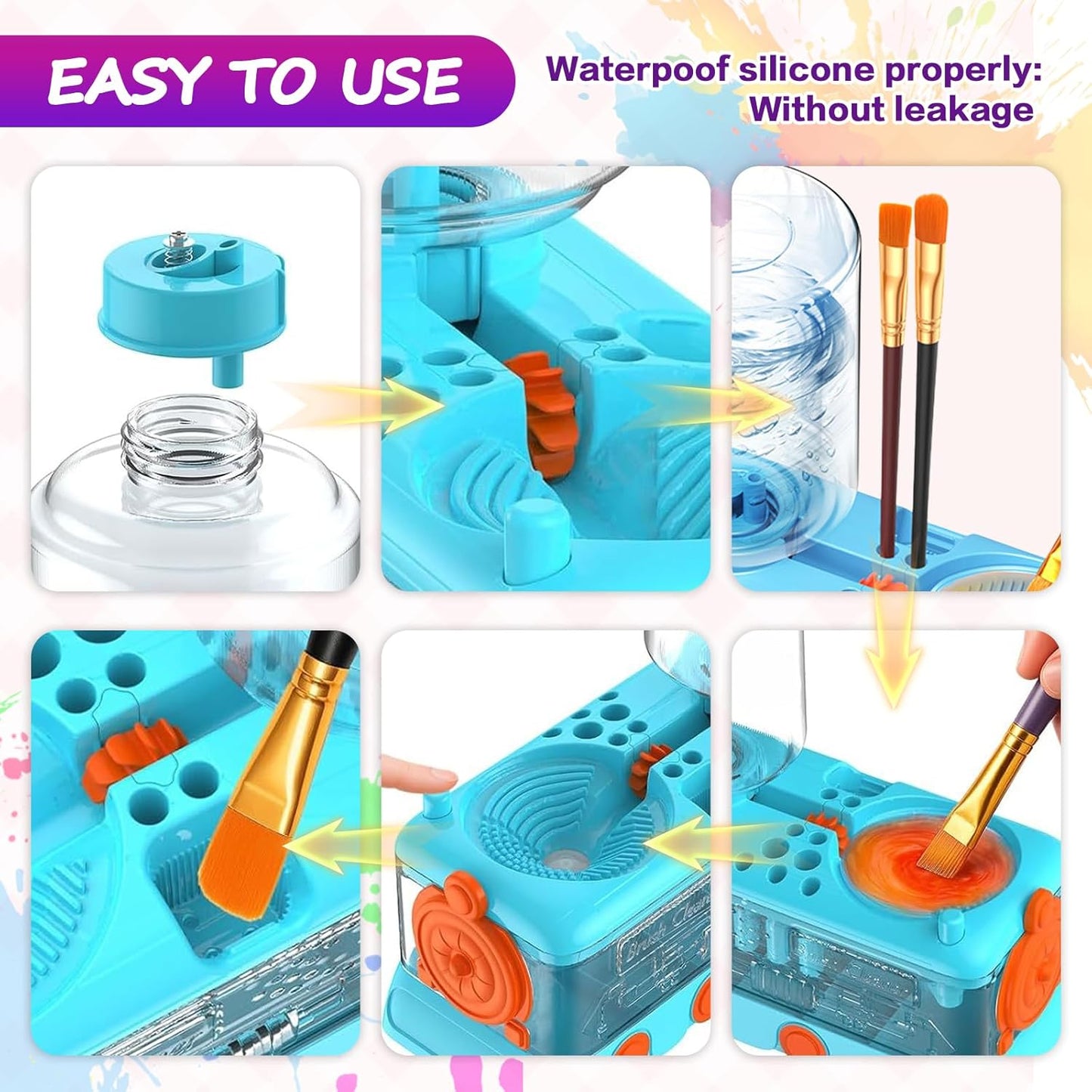 Paint Brush Cleaner, Multifunctional Acrylic Face Paint Brush Washing Station Brush Water Cup for All Purpose Oil Watercolor Painting Artist Professional Kit,Gift Art Supplies for Kid Adult