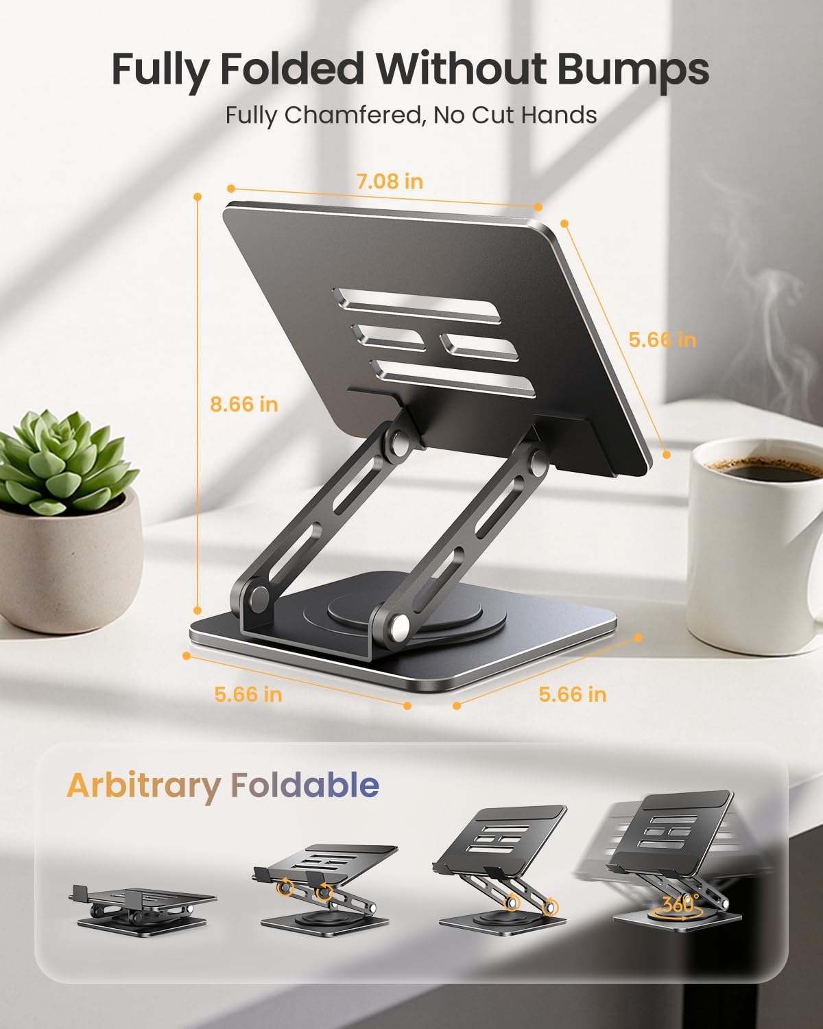 LOXP Adjustable Tablet Stand, 360 Rotating iPad Stand with Heavy-Duty Base, Tablet Holder Compatible with 4.7-16.9" Device, iPad Pro Air Mini, Kindle, Surface Tablet, Portable Monitors - Black