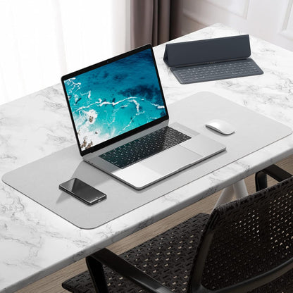 Hsurbtra Desk Pad, 23.6" x 13.8" PU Leather Desk Mat, M Extended Mouse Pad, Waterproof Desktop Blotter Protector, Non-Slip Ultra Thin Small Laptop Keyboard Writing Mat for Office Home, Pink