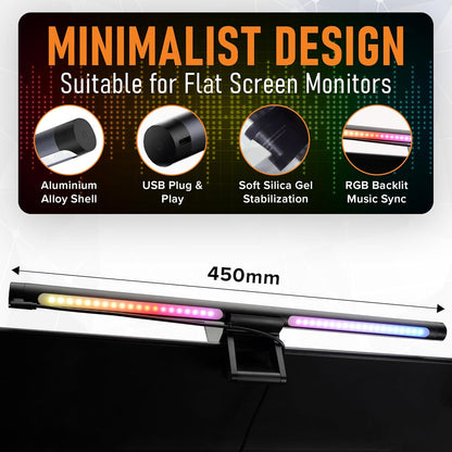Beam RGB Monitor Light Bar | LED Monitor Lamp for Computer & Desk | Adjustable Backlight & Front White Light | Eye Caring Screen | Touch Control, USB Powered | Space Saving Clamp | Matte Black