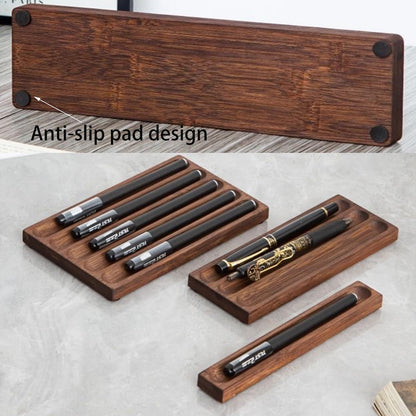 Pen Holder Organizer of Office desks,Walnut Desk Pen Stand,Wave Pen TrayOffice Accessory,Teacher Gifts,Suitable for School,Home,Office Desktop Art Accessories (Walnut-5 Grid)