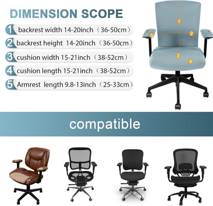 Tallew 4 Pcs Office Chair Covers Set Computer Universal Protective Stretchable Chair Seat Covers Desk Armrest Cover Pads Office Cushion Backrest for Rotating(Regular,Black)