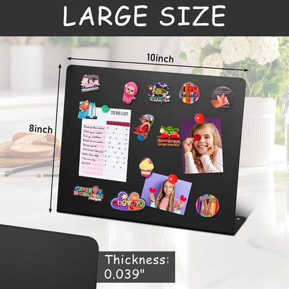 Geyoga 2 Pack Magnetic Bulletin Board with Stand, 16 x 12 Inch Black Magnet Display Board for Memo, Menu, Notes, Photos, for Kitchen Countertop, Office Desk, School