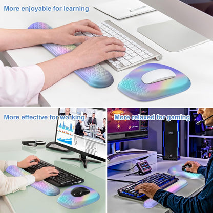 Mouse Pad with Wrist Rest, Comfortable Keyboard Wrist Rest, Memory Foam Wrist Rest for Computer Keyboard, Ergonomic Mouse Pad Set for Easy Typing & Pain Relief for Office Black