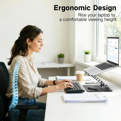 Adjustable Laptop Stand for Desk, Metal Foldable Laptop Riser Holder, Portable Desktop Book Stands, Ventilated Cooling Computer Notebook Stand Compatible with 10-15.6” Laptops