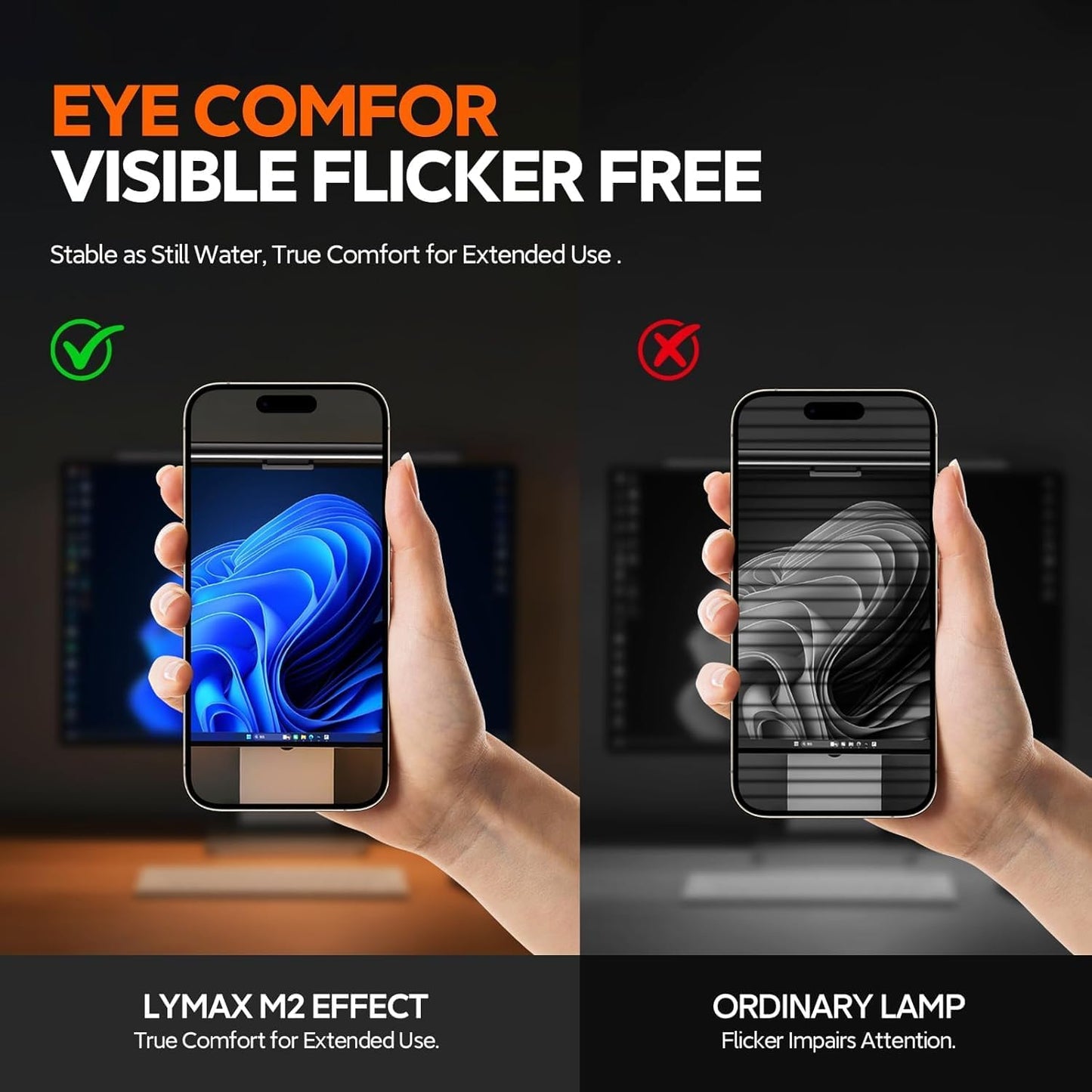 LYMAX Computer Monitor Light Bar, USB Computer Lamp Dimmable Screen Light Bar, Adjustable Brightness/Color Temperature with Touch Contror, No Screen Glare, Space Saving for Home Office Desk Light