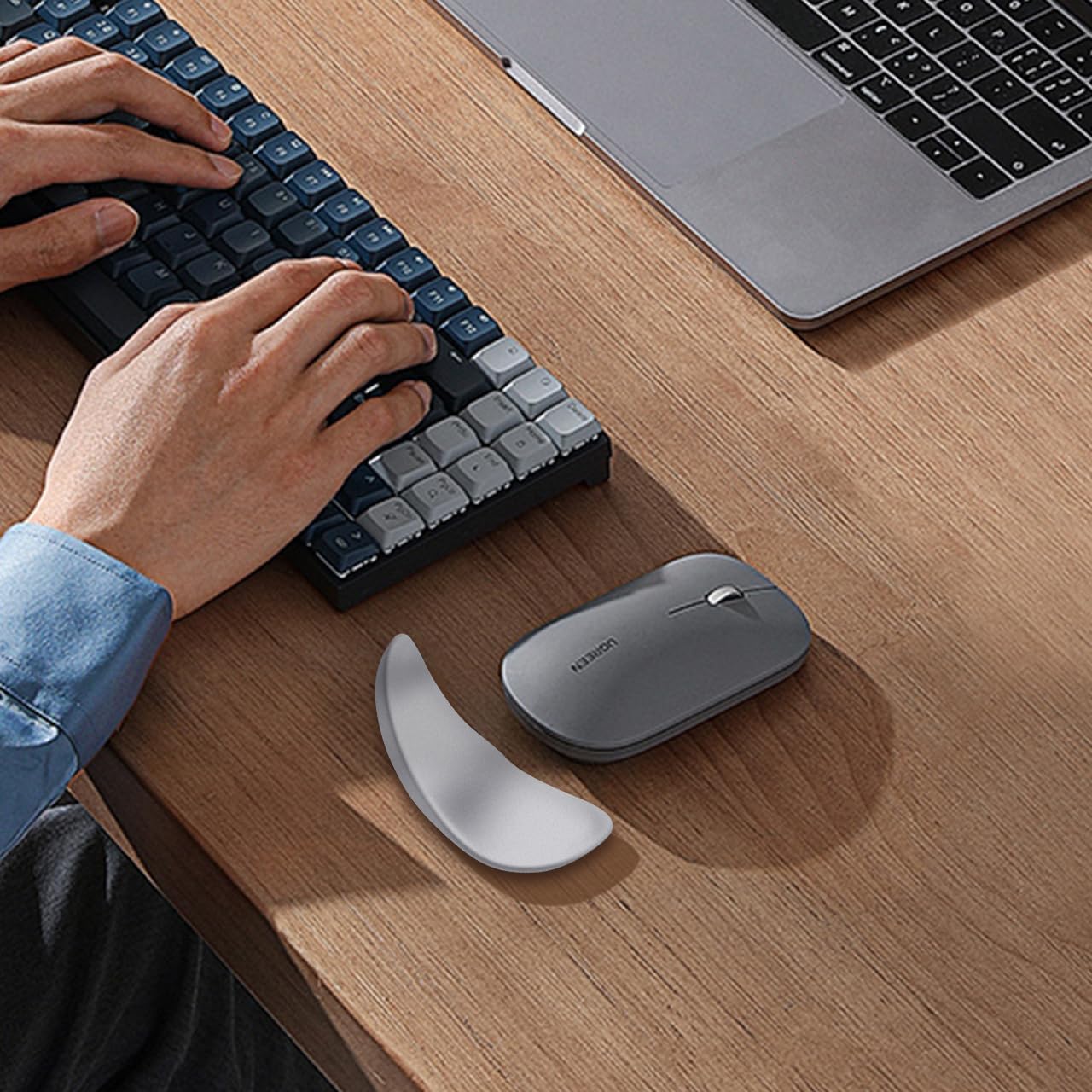 JIKIOU Right-Handed Truly Ergonomic Wrist Rest for Mouse 2 Pack, Carpal Tunnel Support, Pain Relief, Anti-Fatigue, Easy Glide, Office Computer Laptop Gaming Black