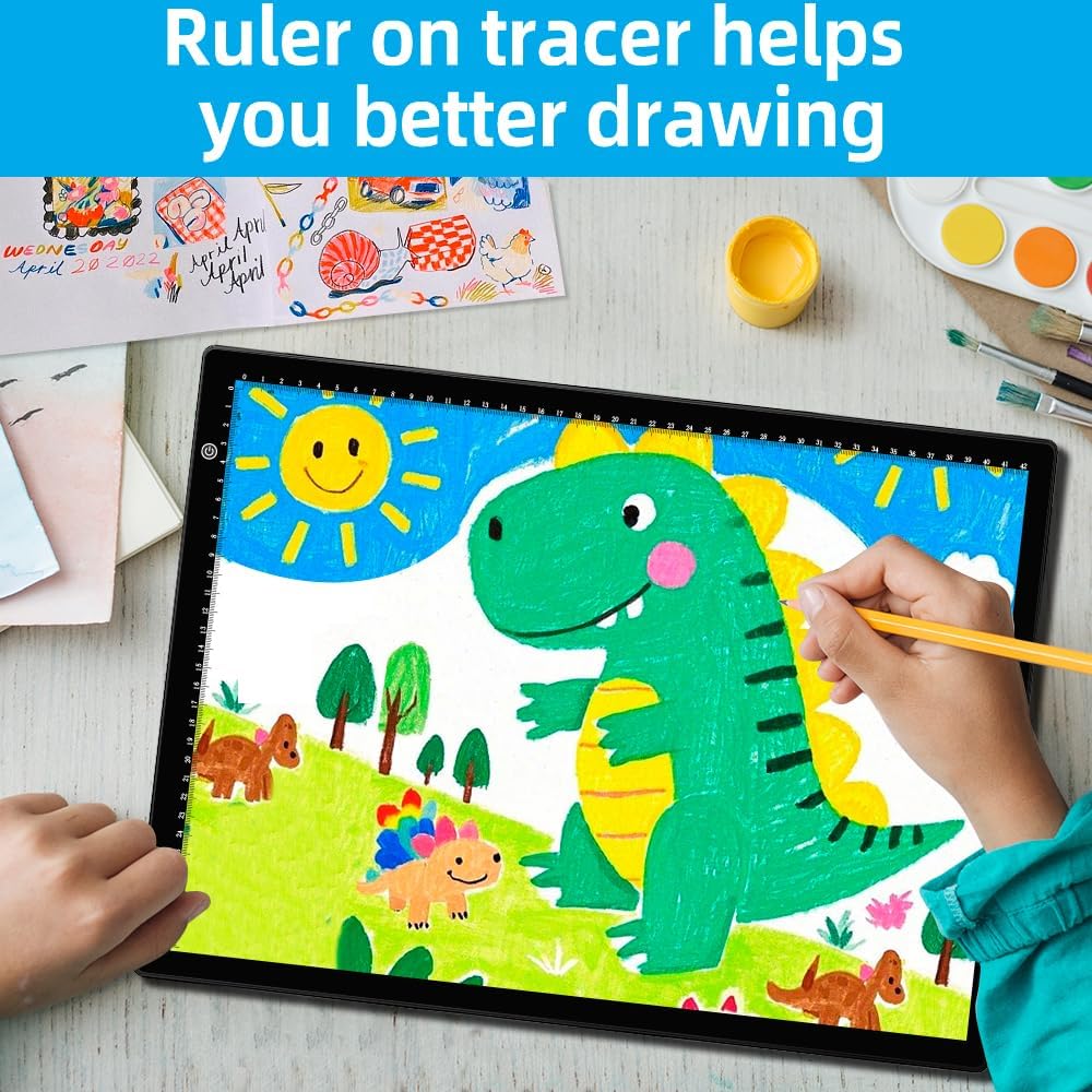 A4 LED Tracing Light Pad with Stand & 2 Clips, Ultra-Thin Portable Light Box for Tracing, Adjustable Dimmable Brightness Eye Care Type-C for Diamond Art, Sketching, Drawing, Artists Hobbyists