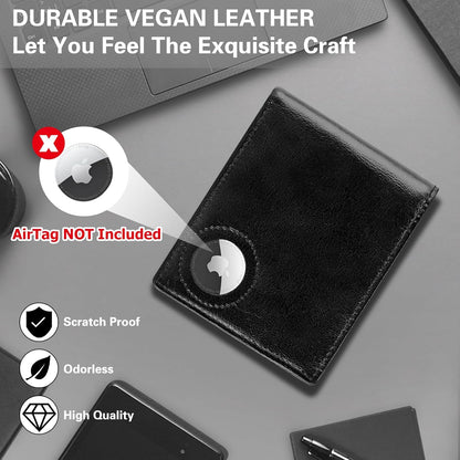 GIPUSSON Slim Leather Wallet for Men Airtag Hidden, Large Bifold Mens Wallet RFID Blocking with ID Windows, Credit Card Holder for Men Wallet