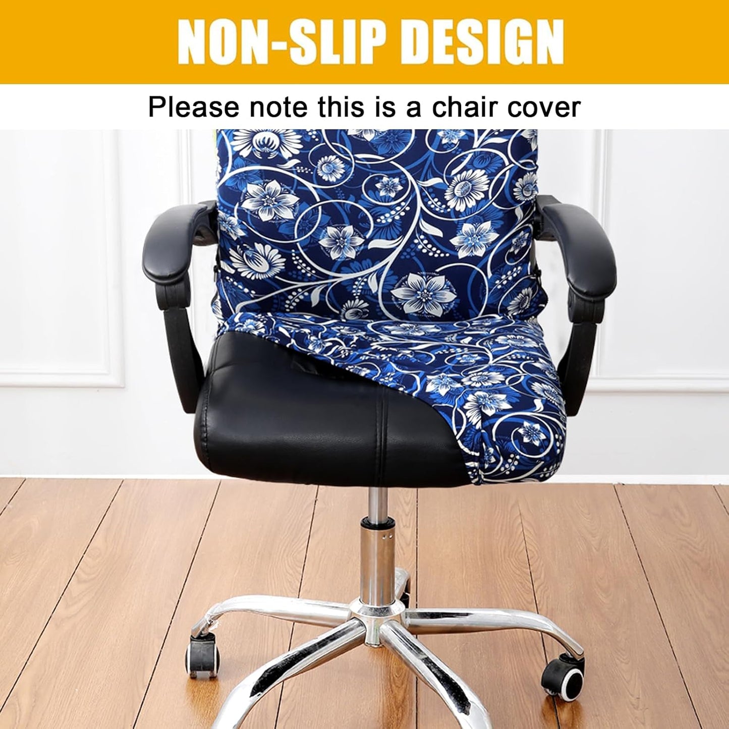 Smiry Stretch Printed Office Chair Armrest Covers, 2 Pcs Soft Fit Removable Washable Computer Desk Chair Arm Covers Protector, Black