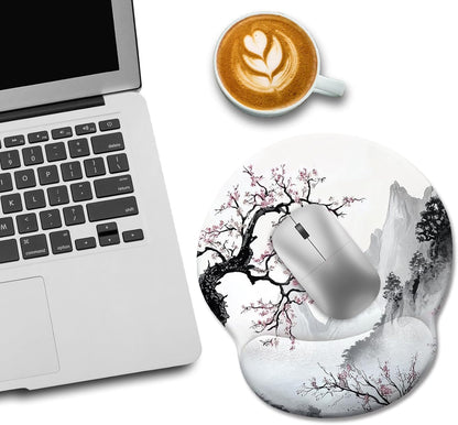 LIMKRIAN Cat Ergonomic Mouse Pad with Wrist Rest, Gaming Mouse Pad with Wrist Support, Funny Mouse Pads for Desk, Computer Mousepad with Non-Slip Pain Relief PU Base, Cute Office Desk Accessories