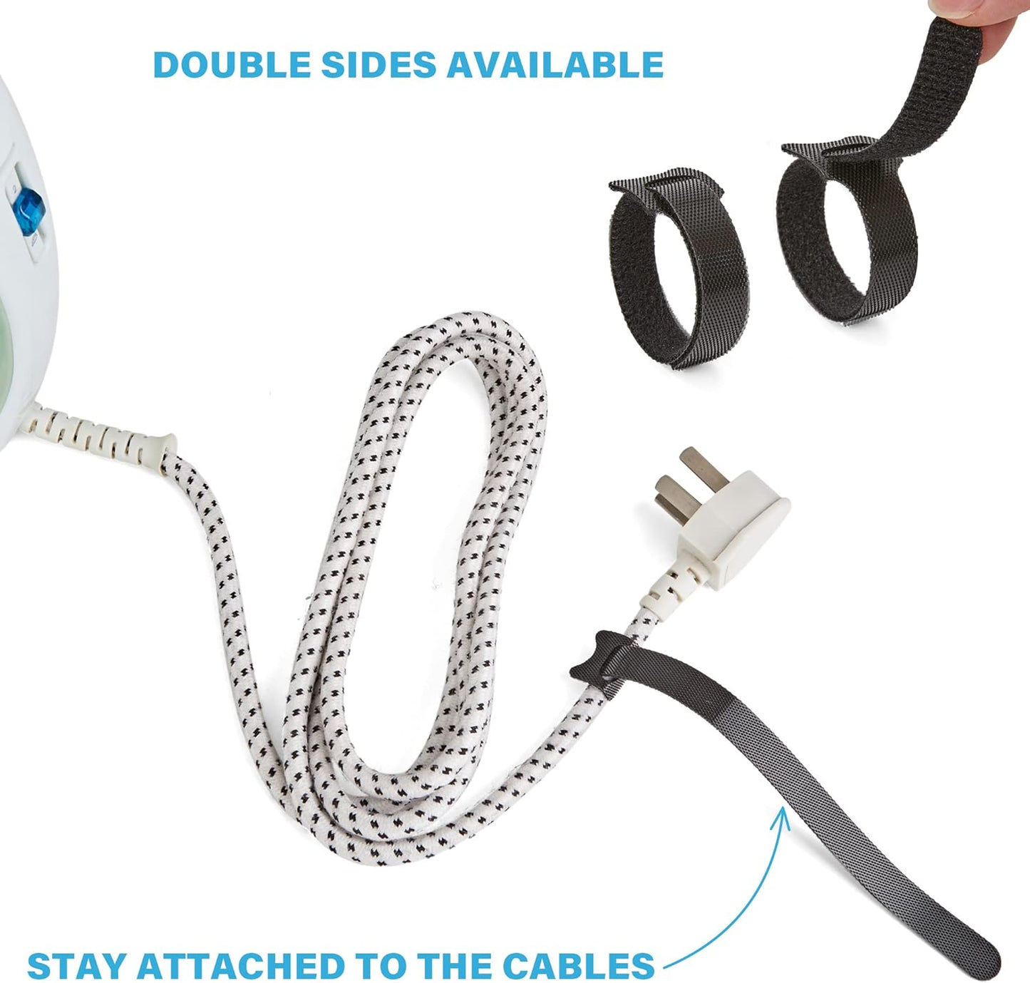 12 Inch Multi-Colour Cable Ties 50 PCS Reusable Fastening Cable Straps Adjustable Hook & Loop Organizer Straps Cords Management for Home, Office and Data Centers