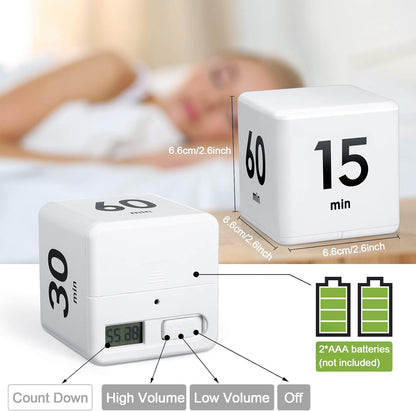 Weewooday Cube Timer, Gravity Sensor Flip Timer for ADHD Productivity, Classroom Kitchen Study Workout Cooking Desk Timers for Time Management, 15 20 30 60 Minutes Countdown Tool(Pink)