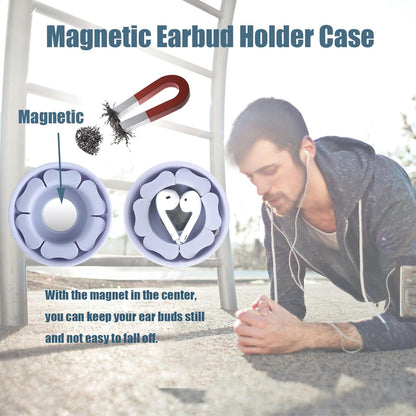 MAIRUI Wired Earbud Case Earphone Headphone Cord Organizer Earbuds Wrap Soft Silicone Magnetic Holder Storage Tangle Free Cable Winder(Red)