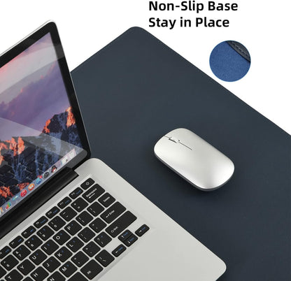 Leather Desk Pad,Wolaile 36x17 inch Large Mouse Pad,Waterproof Non-Slip Writing Desk Blotter,Computer Mat Desktop Protector for Office Home,Black