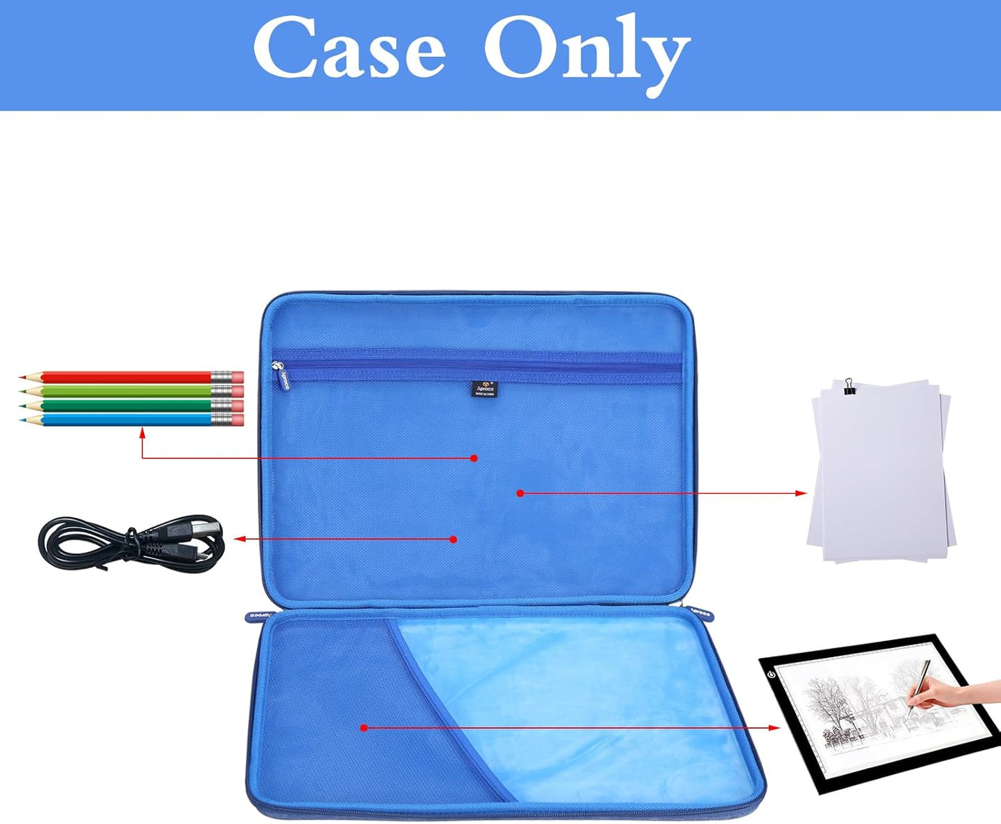 Aproca Hard Case Compatible with LitEnergy Portable A4 / NXENTC A4 / iVyne Rechargeable A4 Light Tracing Box, Portable Storage Bag for Accessories -Black (Case Only)