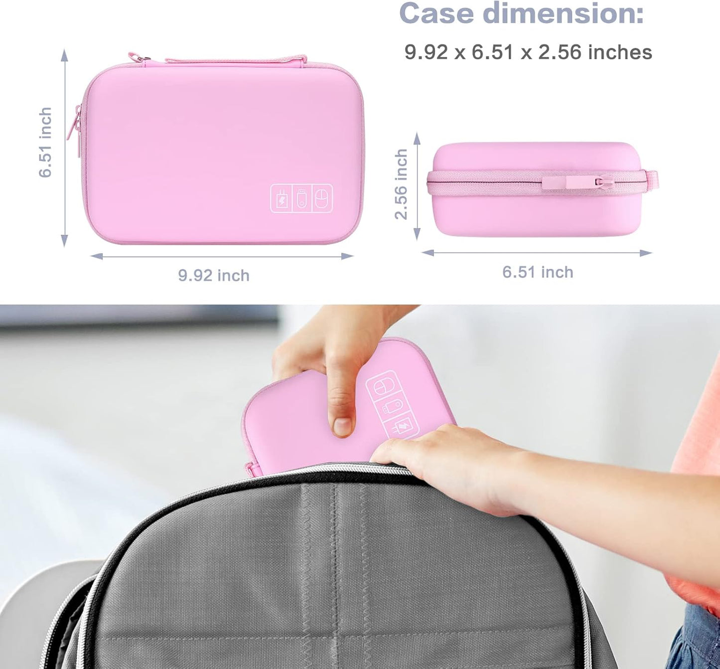 MOSISO Electronic Organizer Travel Case Compatible with MacBook Power Adapter, Compatible with Magic Mouse & Pencil, SD Card, USB Flash Disk with 4 Modular Insert & 2 Cable Tie & Snap Hook, Black