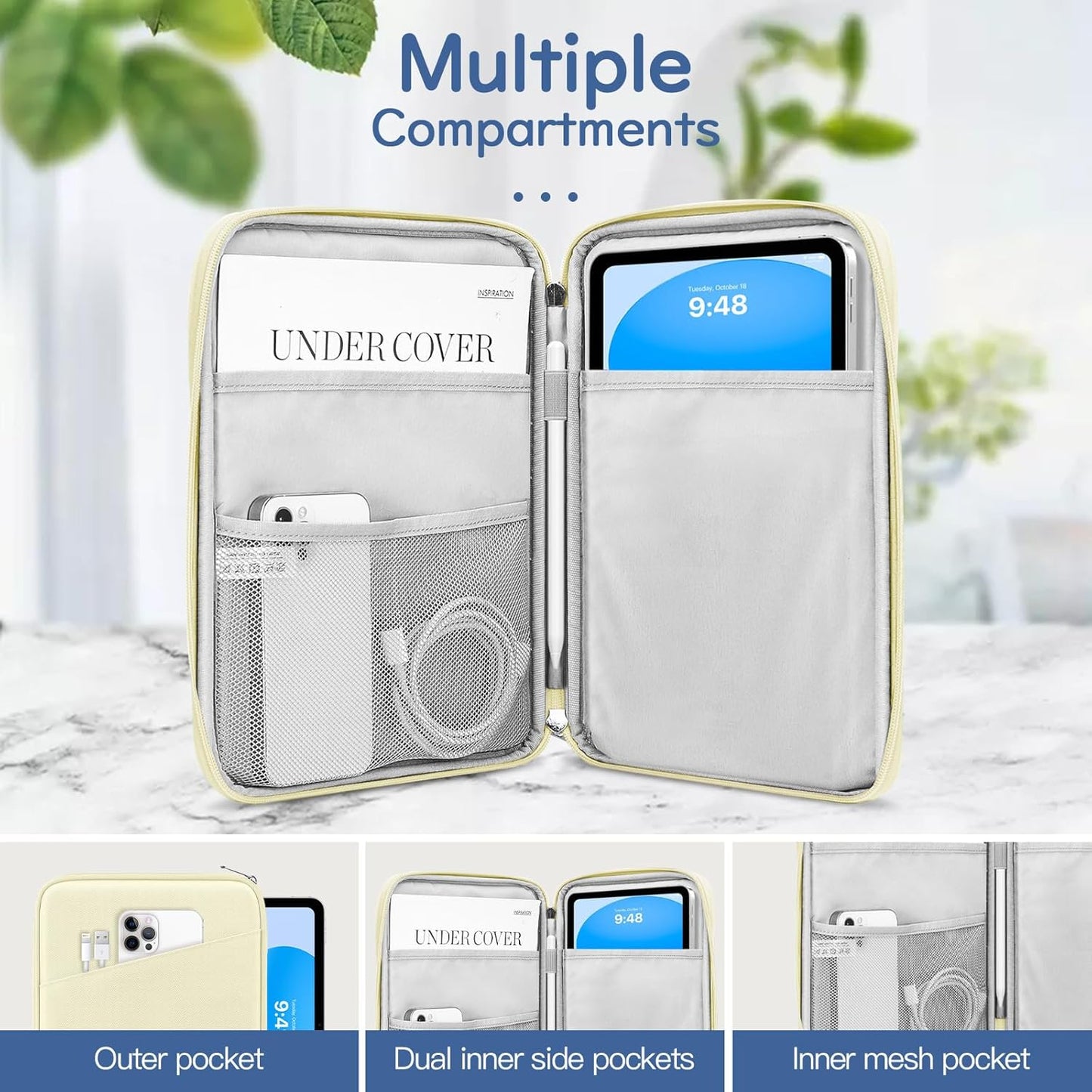 Dadanism 9-11" Tablet Sleeve Bag Carrying Case for iPad (A16) 11th Gen 11", iPad 10th Gen 10.9" Air 5/4, iPad Air M4/Pro 11", iPad 9/8/7th, Galaxy Tab A11+ Plus 11", Remarkable 2 10.3", Black