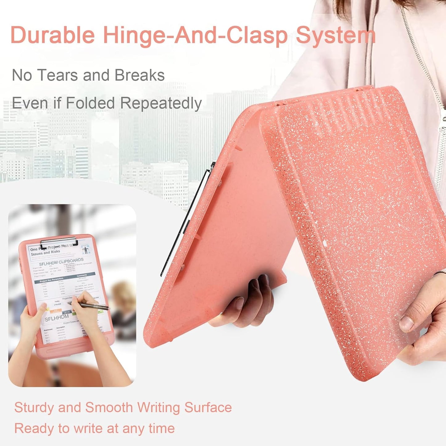 Glitter Clipboard with Storage,Storage Clipboard with Pen Holder,A4 Binder Clip Boards 8.5x11 with Low Profile Clip,Side Opening Sparkle Clipboards, Clipboards Folder for Office Supplies-Starry Black
