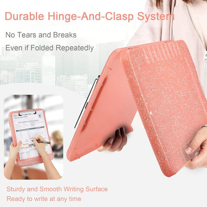 Glitter Clipboard with Storage,Storage Clipboard with Pen Holder,A4 Binder Clip Boards 8.5x11 with Low Profile Clip,Side Opening Sparkle Clipboards, Clipboards Folder for Office Supplies-Starry Black
