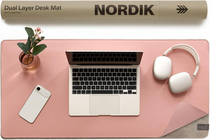 Nordik Felt and Leather Desk Mat - Willow Haze Sage - 35x17 Inch Felt and Vegan Leather Desk Blotter with Document Hideaway - Large Computer Mats for Desktop - Ideal Keyboard Mat for Office and Home