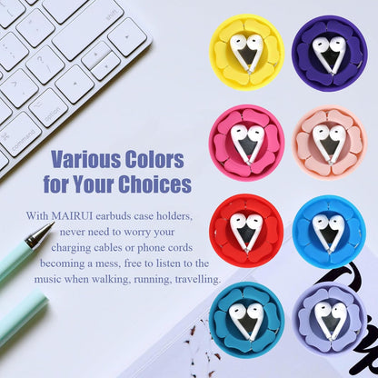MAIRUI Wired Earbud Case 3 Pack Earphone Headphone Cord Organizer Earbuds Wrap Soft Silicone Magnetic Holder Storage Tangle Free Cable Winder(Red/Blue/Green)
