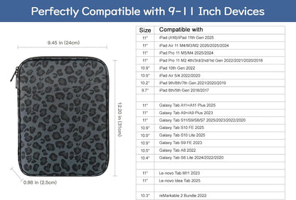 Dadanism 9-11" Tablet Sleeve Bag Carrying Case for iPad (A16) 11th Gen 11", iPad 10th Gen 10.9" Air 5/4, iPad Air M4/Pro 11", iPad 9/8/7th, Galaxy Tab A11+ Plus 11", Remarkable 2 10.3", Black