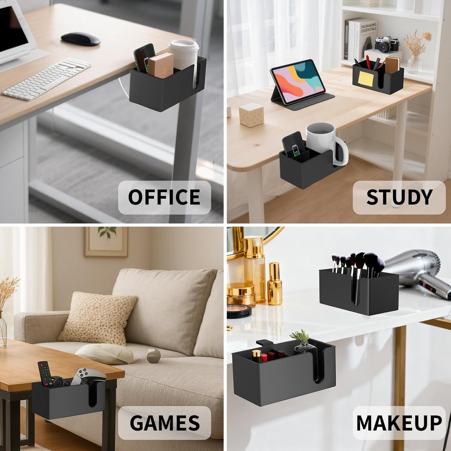 Deeper Desk Cup Holder, OOKUU Anti-Spill Cup Holder for Desk or Table, Sturdy and Durable, Easy to Install, Enough to Hold Coffee Cups, Water Bottles, Gaming PC Office Accessories, Black