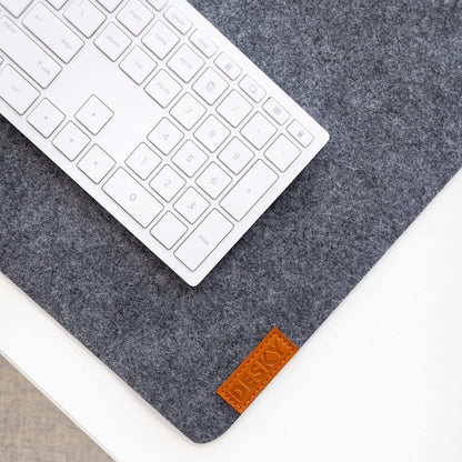 Desky Felt Desk Pad – Medium 24.4 x 11.8 Inch, Wool Felt Desk Mat with Anti-Slip Base – Light Grey – Keyboard & Mouse Surface for Office, Home, or Laptop Use