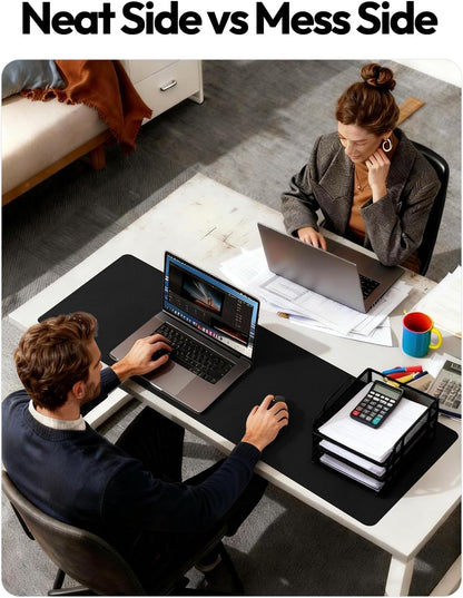 YSAGi Leather Desk Protector, Office Mat, Large Mouse Mat, Non-Slip PU Leather Blotter, Laptop Desk Mat, Waterproof Writing Pad for Office and Home (Black, 31.5" x 15.8") - Colors B