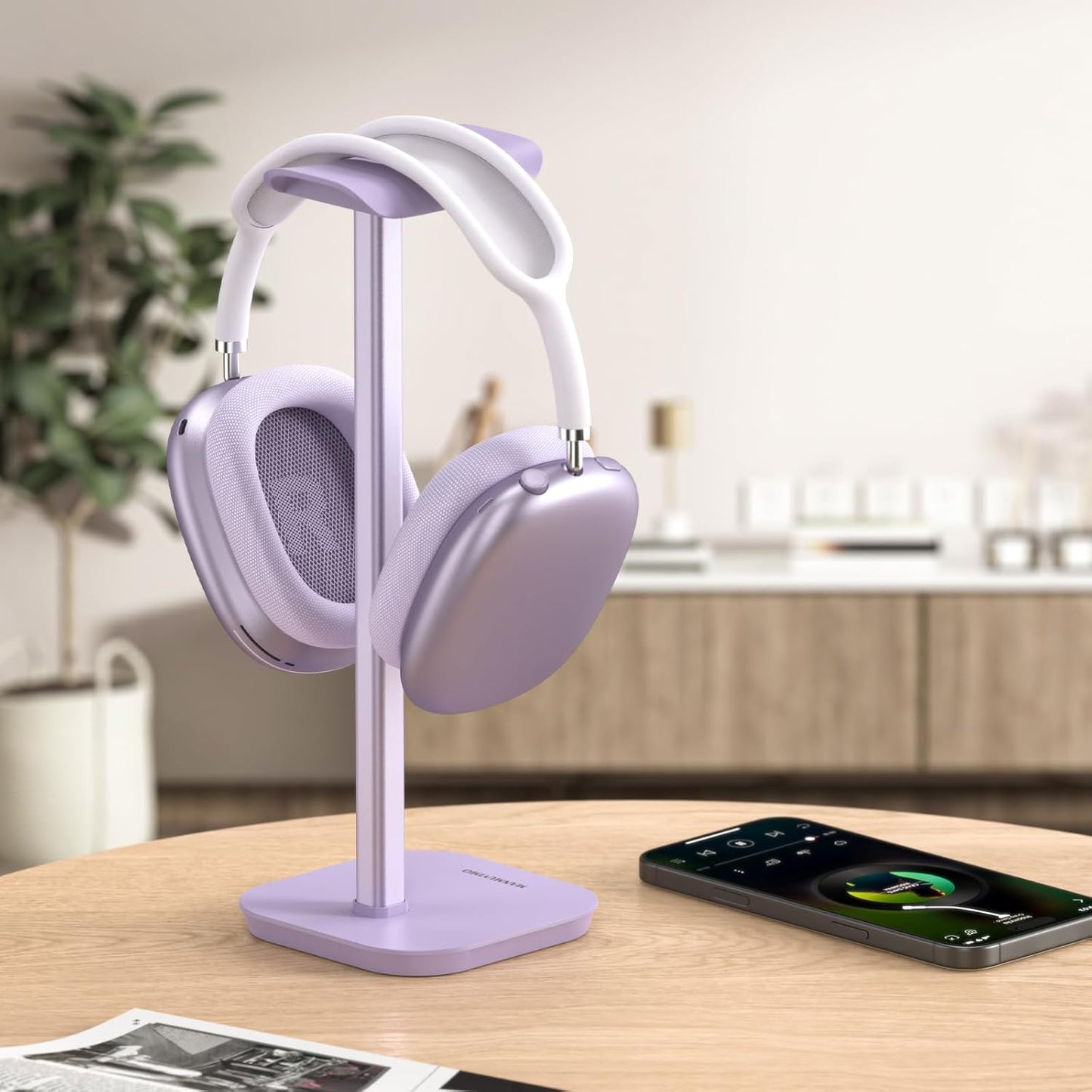 Headphone Stand, Desktop Headset Holder Heavy Base Desk Earphone Stand Aluminum Gaming Headset Hanger Rack Compatible with AirPods Max, AirPods Pro, Sony, Beats, Bose, Razer (White)