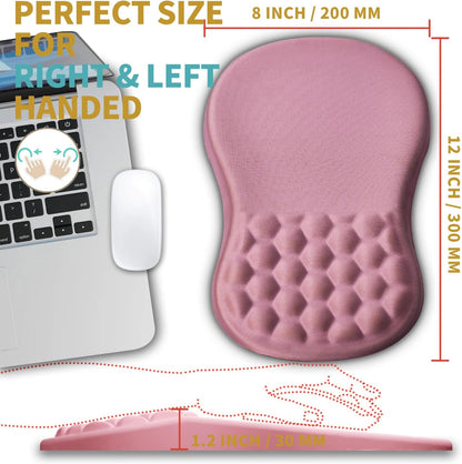 Hokafenle Ergonomic Mouse Pad Wrist Support with Massage Design, Wrist Rest Pain Relief Mousepad with Memory Foam&Non-Slip PU Base, Mouse Pads for Wireless Mouse & Desk (12x8 inch,Black)