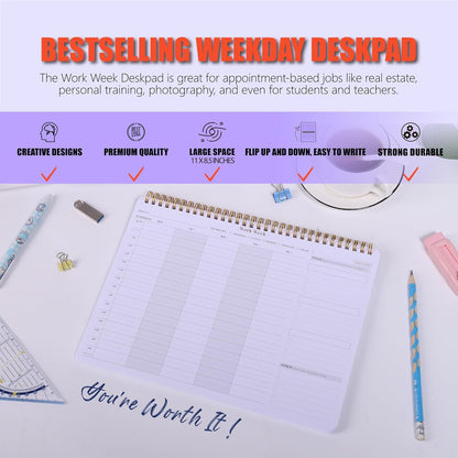 ZERONE CENTRE Productivity Weekly Planner - 54 Sheets Dashboard Spiral Deskpad Has 6 Focus Areas to List Tasks for Goals, Projects, Clients, Academic, or Shopping-Organize Your Daily Work Efficiently