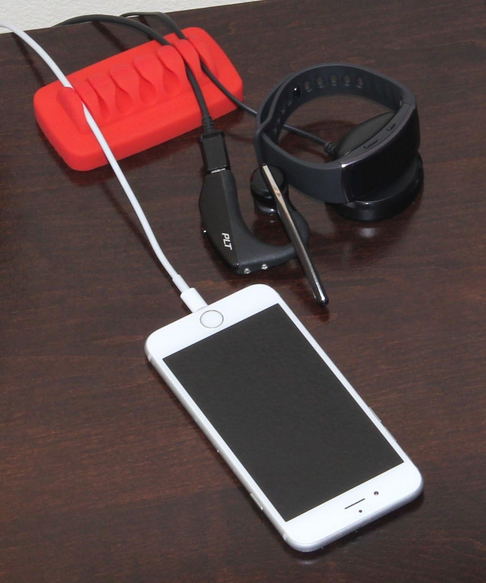 Desktop Cable Organizer, Weighted, Eco-Friendly Silicone, No Bad Smell, Bundled with 4 Reusable Cable Ties (Black)