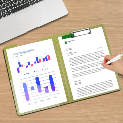 Clipboard Folder, A4 Foldable Clipboards with Pocket, File Cover Office Folder Clipboard, 360 Degree Foldable Storage Clipboards for Office, School or Medical Field, Green